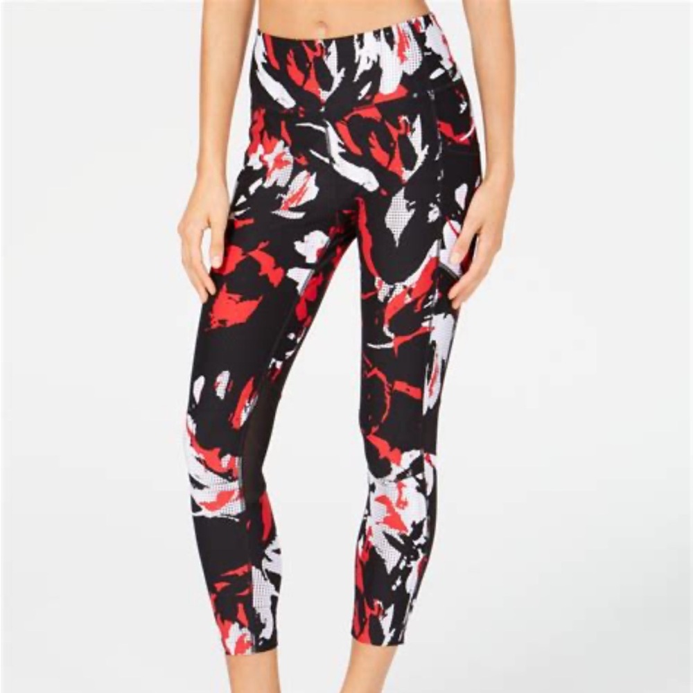 NEW CALVIN KLEIN PERFORMANCE 7/8 LEGGINGS ABSTRACT PRINT MESH LEG INSERTS SIZE M